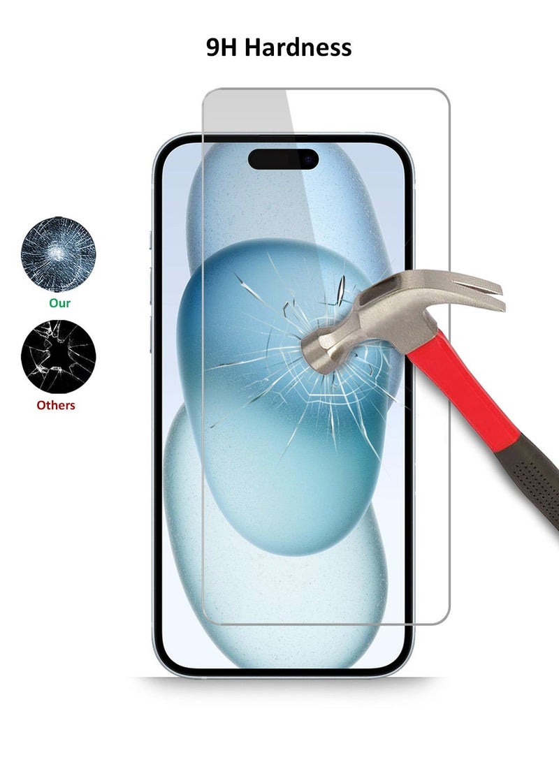 GMAX حماية شاشة زجاجية مقسّاة عالية الدقة لجهاز آبل آيفون 15 بلس - مضادة للانعكاس ومضادة للفقاعات بصلابة 9H وسمك 0.33 مم وحواف مدورة وسهلة التركيب - Image 3