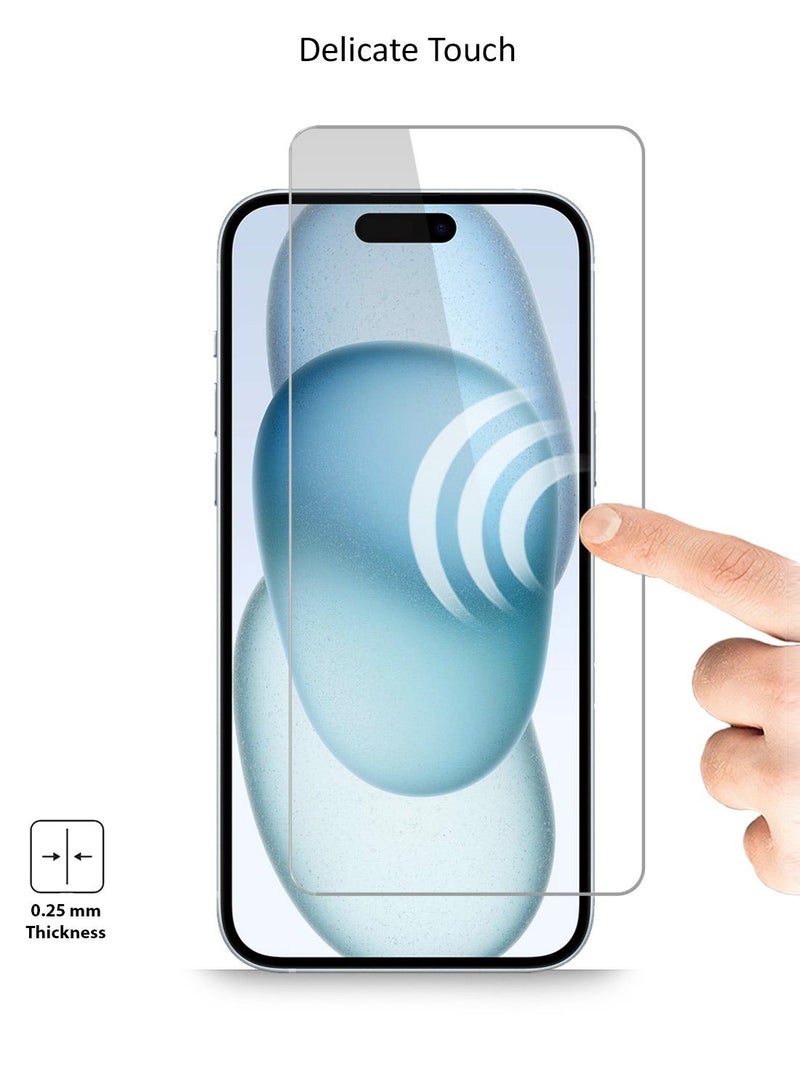 GMAX حماية شاشة زجاجية مقسّاة عالية الدقة لجهاز آبل آيفون 15 بلس - مضادة للانعكاس ومضادة للفقاعات بصلابة 9H وسمك 0.33 مم وحواف مدورة وسهلة التركيب - Image 4