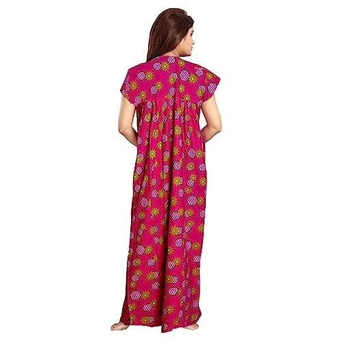 YUKATA Women's Cotton Printed Ankle Length Nighty - Free Size (Pack of 2) (Free Size, Mehandi&Rani) - Image 5