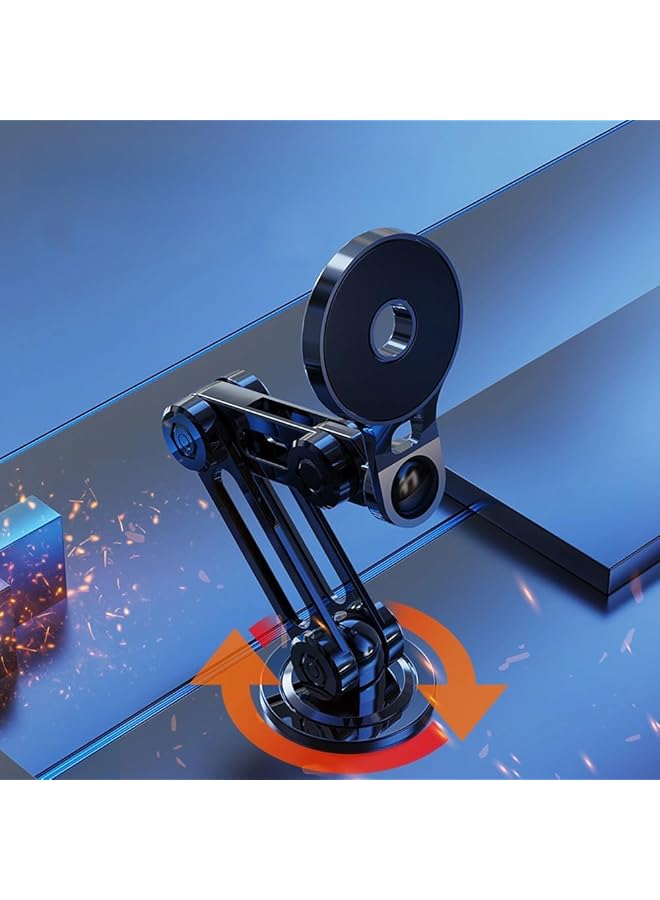 erorex Car Phone Holder Universal 360° Magnetic Suction Foldable Phone Stand Alloy Folding Car Mount For All Smartphones Black - Image 1