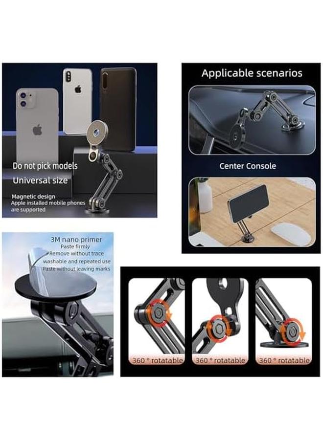erorex Car Phone Holder Universal 360° Magnetic Suction Foldable Phone Stand Alloy Folding Car Mount For All Smartphones Black - Image 5