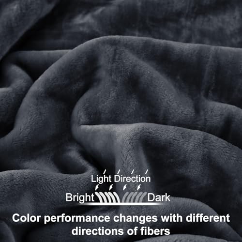 JYK Korean Style Mink Fleece Blanket Queen 3.5 LB, 1 Ply Extra Soft,Lightweight Flannel Blanket,Breathable Plush Fuzzy Cozy Queen Blanket for Couch Sofa Bed Camping 79x91 Inches, Dark Grey - Image 3