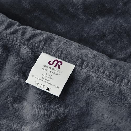 JYK Korean Style Mink Fleece Blanket Queen 3.5 LB, 1 Ply Extra Soft,Lightweight Flannel Blanket,Breathable Plush Fuzzy Cozy Queen Blanket for Couch Sofa Bed Camping 79x91 Inches, Dark Grey - Image 5
