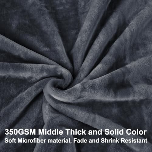 JYK Korean Style Mink Fleece Blanket Queen 3.5 LB, 1 Ply Extra Soft,Lightweight Flannel Blanket,Breathable Plush Fuzzy Cozy Queen Blanket for Couch Sofa Bed Camping 79x91 Inches, Dark Grey - Image 4
