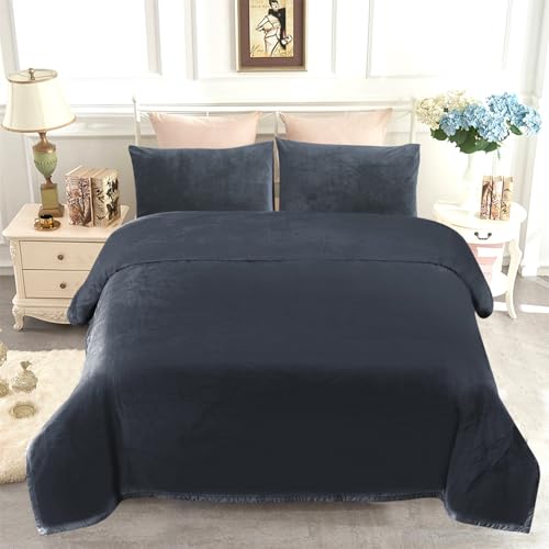 JYK Korean Style Mink Fleece Blanket Queen 3.5 LB, 1 Ply Extra Soft,Lightweight Flannel Blanket,Breathable Plush Fuzzy Cozy Queen Blanket for Couch Sofa Bed Camping 79x91 Inches, Dark Grey - Image 2