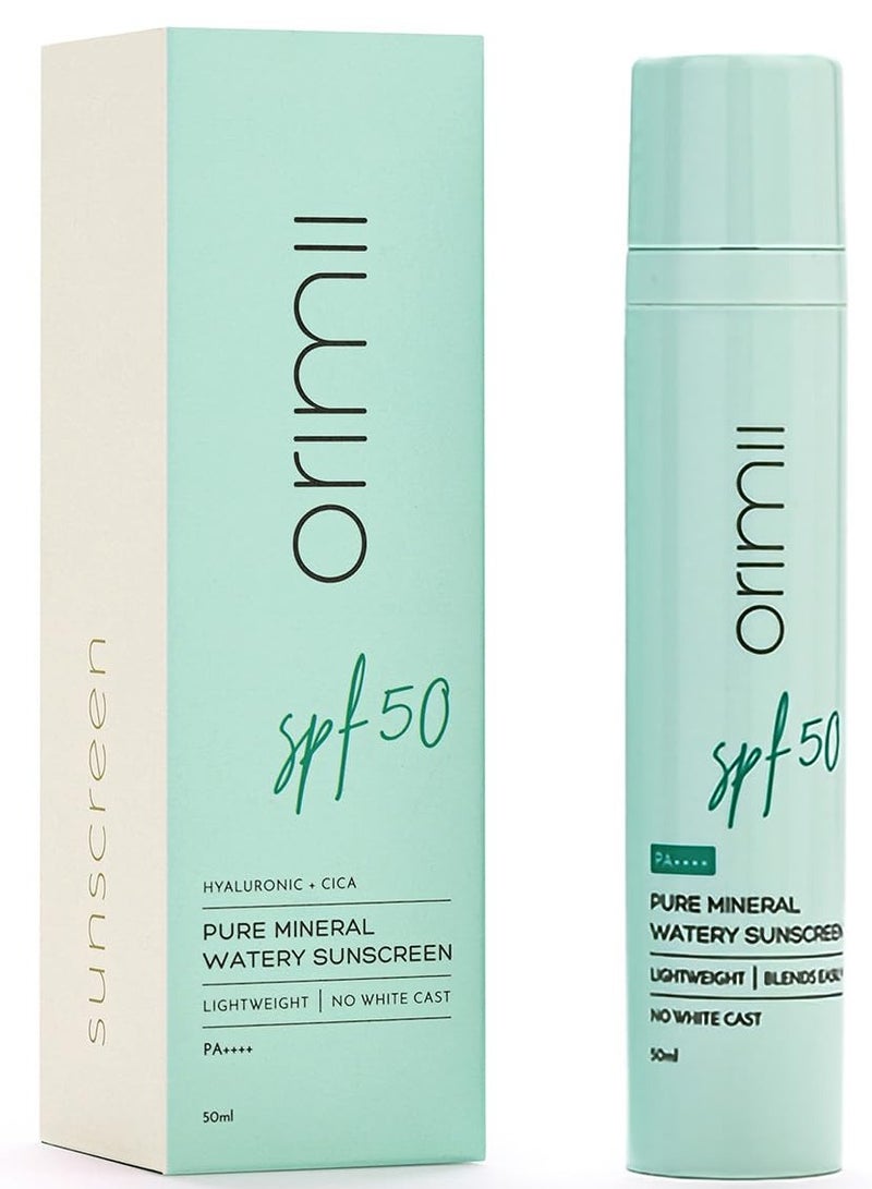 أوريمي واقي الشمس الغني بالمعادن النقي SPF 50 يمتزج بسهولة على البشرة مع أكسيد الزنك وحمض الهيالورونيك 50 مل - Image 1