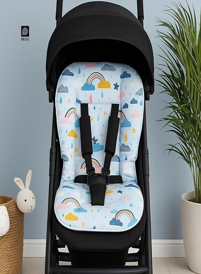 PRISO Child Stroller High Chair Seat Cushion Dining Chair Liner Mat Pad Cover Protector Accessories Soft Thick, Rainbow Design Cushion Accessories. (Whitecolor) - Image 3