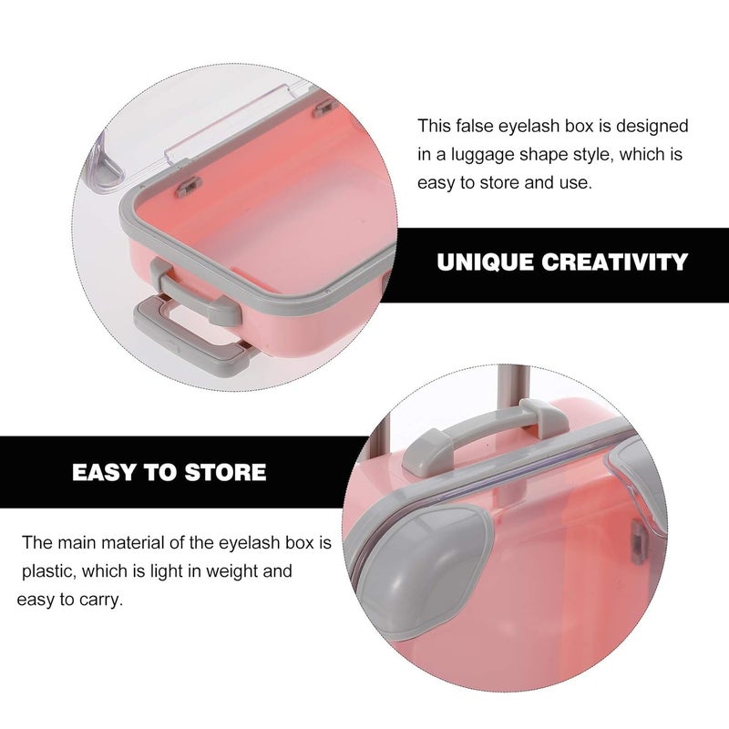 Triyugo Mini Suitcase Eyelashes Box Fake Eyelash Organizer Case Packing Makeup Container for Women Travel 2 Eyelash Tray Trolley Tiny Suitcase Miniature Candy Box for Travel Theme Party Decor and Gift - Image 3
