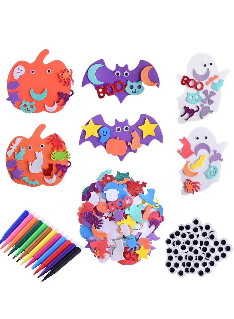 Crafts Children, 24 Pieces  Pumpkin Craft Set for Children, Halloween Pumpkin Foam Stickers, DIY Pumpkin Craft Set for kids school, Children, Autumn Party - Image 1