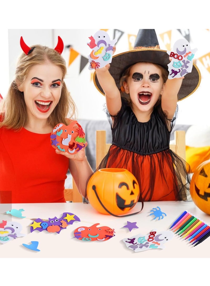 Crafts Children, 24 Pieces  Pumpkin Craft Set for Children, Halloween Pumpkin Foam Stickers, DIY Pumpkin Craft Set for kids school, Children, Autumn Party - Image 4