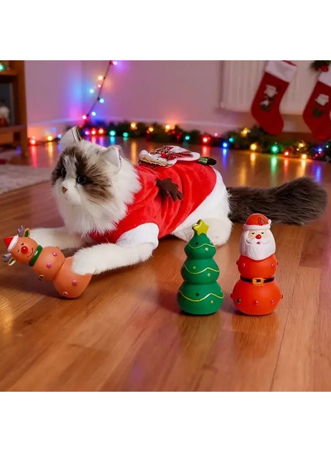 3 قطع مجموعة ألعاب مضغ للحيوانات الأليفة في عيد الميلاد ألعاب مضغ ممتعة للكلاب خلال العطلات - Image 2