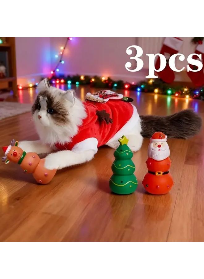 3 قطع مجموعة ألعاب مضغ للحيوانات الأليفة في عيد الميلاد ألعاب مضغ ممتعة للكلاب خلال العطلات - Image 1