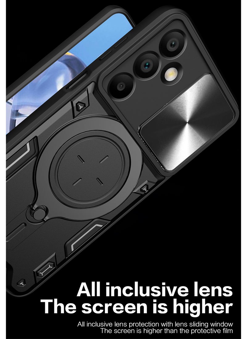 Beauenty Case for Samsung Galaxy A16 with Sliding Camera Cover, Kickstand, PC+TPU Dual-Layer,Black - Image 4