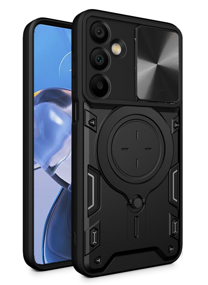 Beauenty Case for Samsung Galaxy A16 with Sliding Camera Cover, Kickstand, PC+TPU Dual-Layer,Black - Image 1