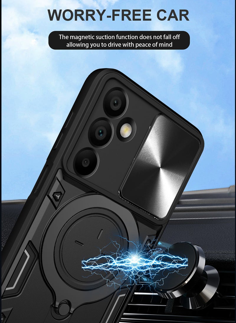 Beauenty Case for Samsung Galaxy A16 with Sliding Camera Cover, Kickstand, PC+TPU Dual-Layer,Black - Image 5