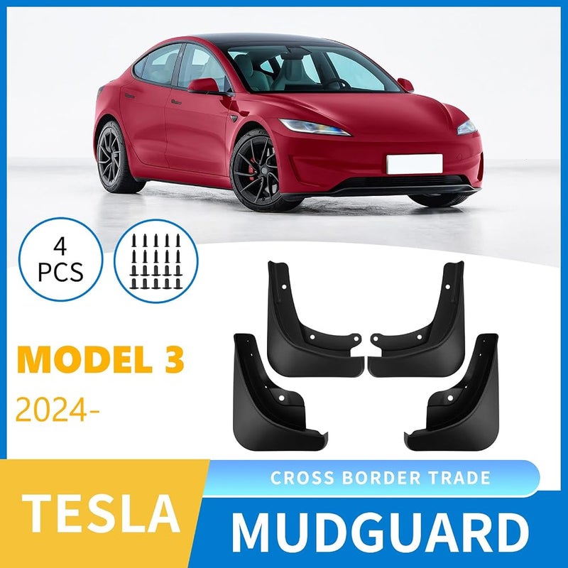 لاكيون حواجز الوقاية من الطين للعجلات Lukione، متوافقة مع ملحقات Tesla Model 3، مناسبة لطراز Tesla Model 3 2024-2025 (4 قطع) - Image 2