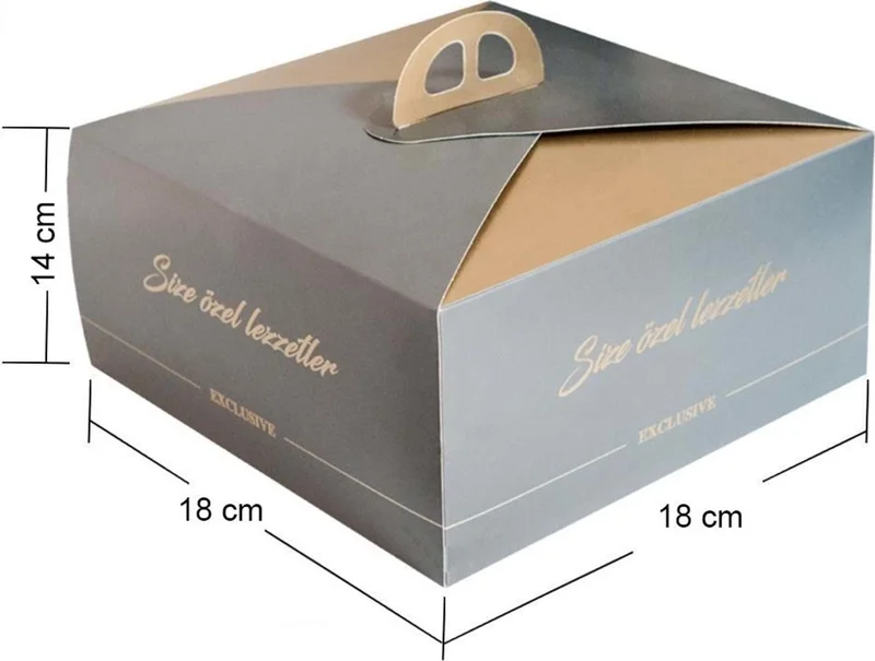 Ambalaj Pazarı Packaging Market Pie Box with Handle Exclusive (No:0) 18X18X14 cm - 100 PIECES