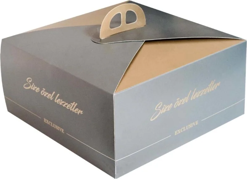 Ambalaj Pazarı Packaging Market Pie Box with Handle Exclusive (No:0) 18X18X14 cm - 100 PIECES