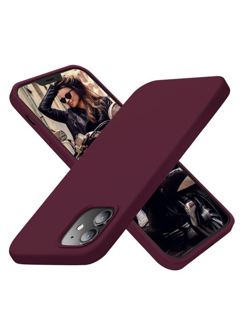 Compatible with iPhone 11 Case 6.1 Inch Slim Liquid Silicone 4 Layers Soft Gel Rubber Shockproof Protective Phone Case with Anti Scratch Microfiber Lining (Wine Red)