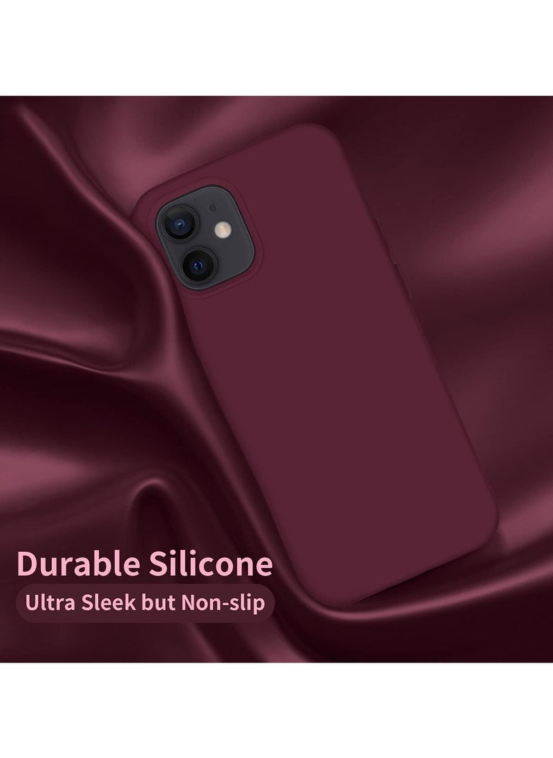Compatible with iPhone 11 Case 6.1 Inch Slim Liquid Silicone 4 Layers Soft Gel Rubber Shockproof Protective Phone Case with Anti Scratch Microfiber Lining (Wine Red)