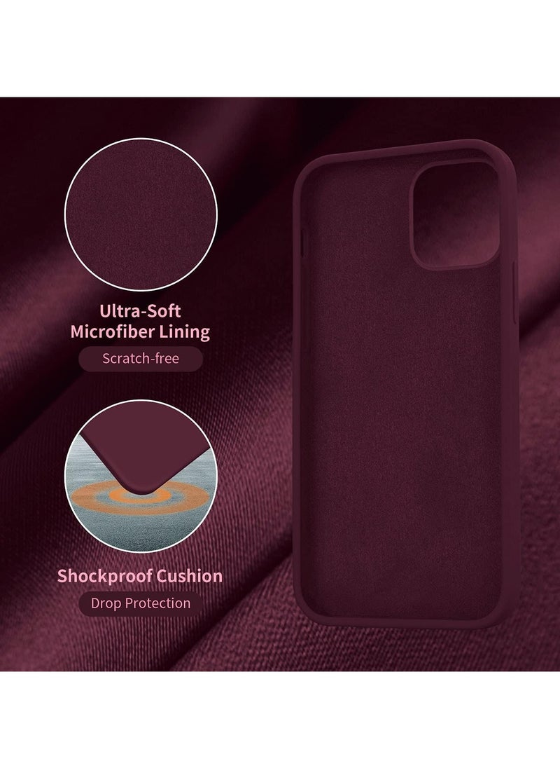 Compatible with iPhone 11 Case 6.1 Inch Slim Liquid Silicone 4 Layers Soft Gel Rubber Shockproof Protective Phone Case with Anti Scratch Microfiber Lining (Wine Red)