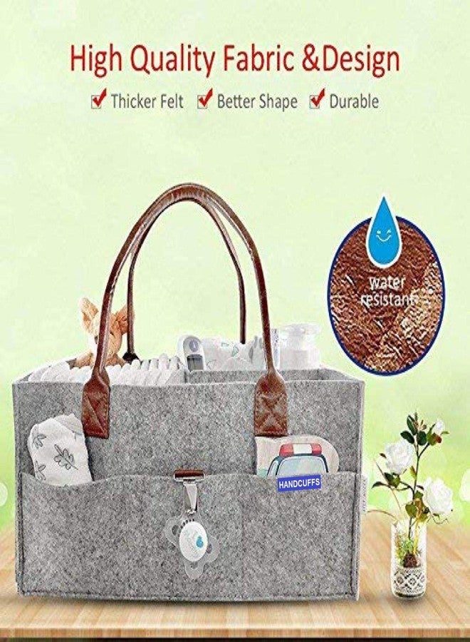 Handcuffs Cute Diaper Caddy Bag for Smart Mothers Baby Diaper Caddy Organizers Baby Wipes Felt Storage, Nursery, Foldable and Portable (Grey & Red) - Image 3