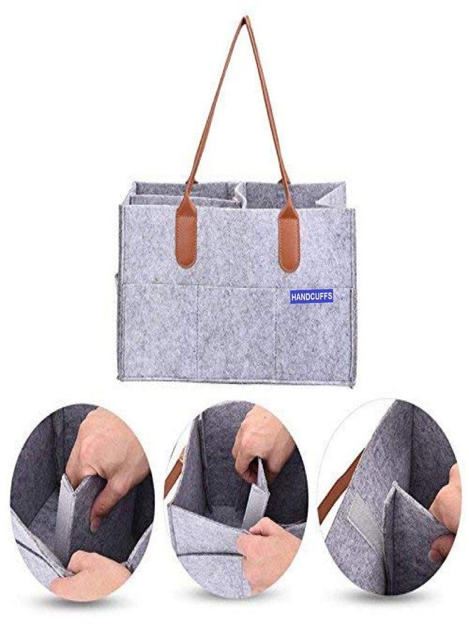 Handcuffs Cute Diaper Caddy Bag for Smart Mothers Baby Diaper Caddy Organizers Baby Wipes Felt Storage, Nursery, Foldable and Portable (Grey & Red) - Image 5