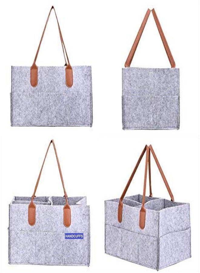 Handcuffs Cute Diaper Caddy Bag for Smart Mothers Baby Diaper Caddy Organizers Baby Wipes Felt Storage, Nursery, Foldable and Portable (Grey & Red) - Image 4