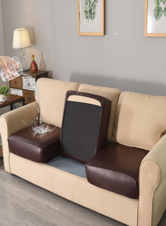 vctops 100% Waterproof Pu Leather Couch Cushion Covers Luxury Stretch Sofa Cushion Furniture Protector Wipeable Seat Sofa Slipcover Sofa Cover for Pets with Elastic Bottom (Wine Red,Chair) - Image 2