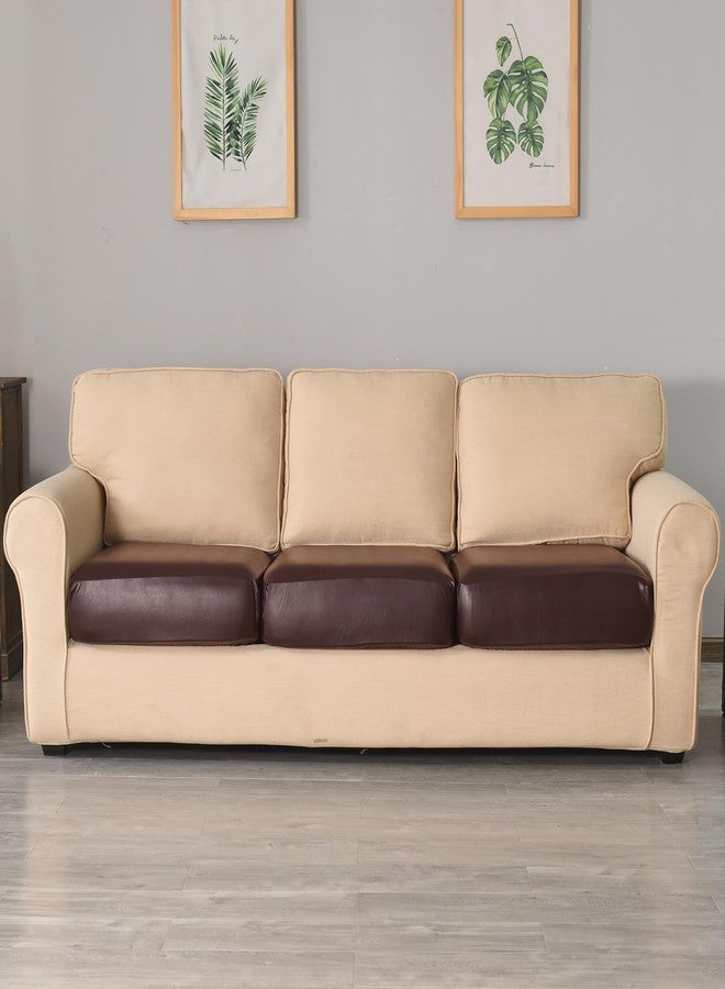 vctops 100% Waterproof Pu Leather Couch Cushion Covers Luxury Stretch Sofa Cushion Furniture Protector Wipeable Seat Sofa Slipcover Sofa Cover for Pets with Elastic Bottom (Wine Red,Chair) - Image 5