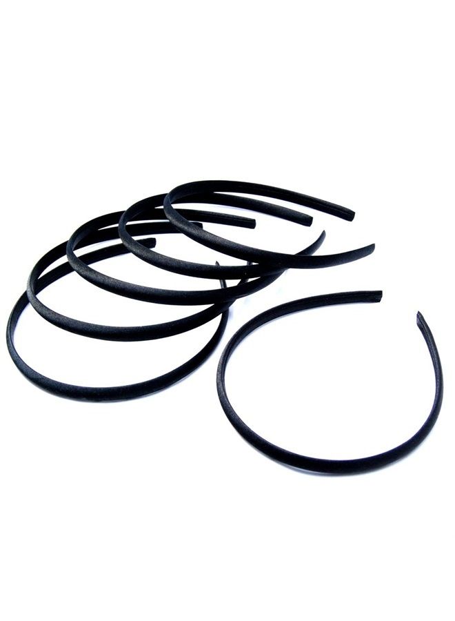 Black Satin Covered Alice Hairband for Kids Girls Teens Headbands (Pack 6)