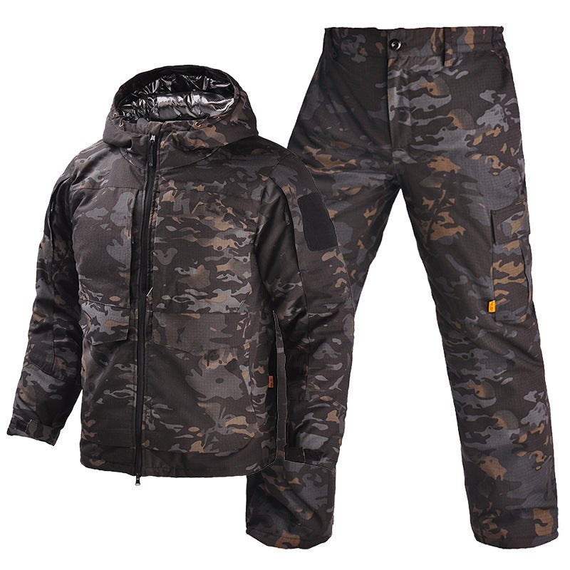 Hanye Red Flame Heat Reflective Cotton Suit Outdoor Ski Camouflage Suit Warm Cotton Jacket Men'S Hooded Cotton Coat - Image 4