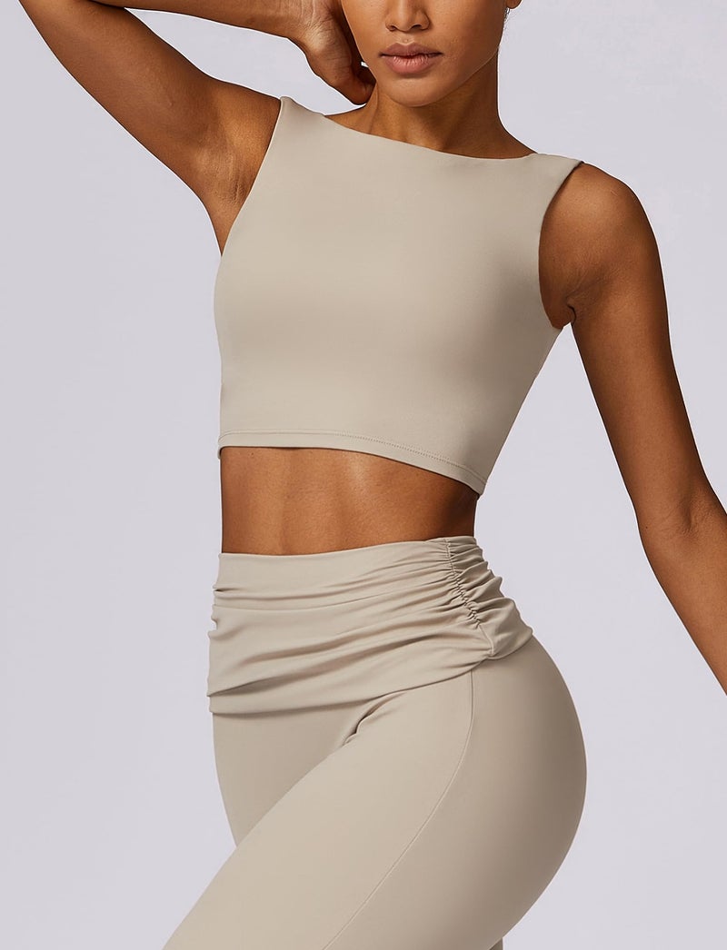 FEOYA Sports Bra for Women with High Support Wireless Padded Workout Fitness Compression Bra Longline High Neck Yoga Crop Tops - Image 4