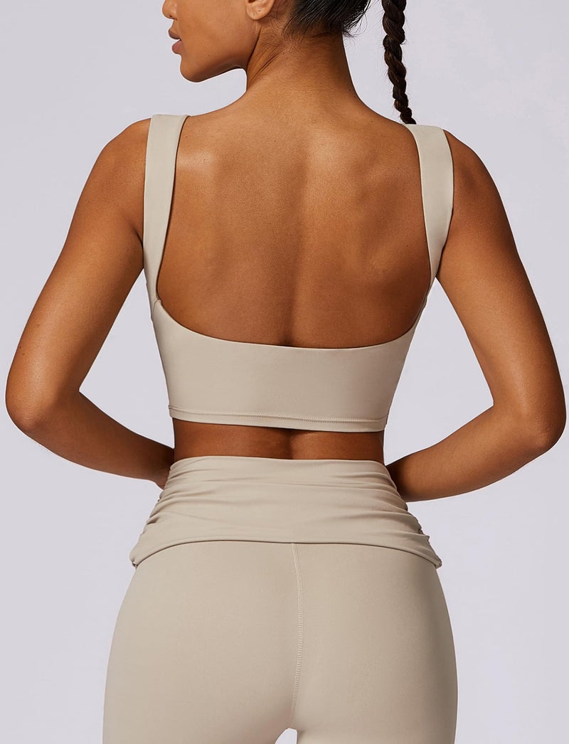 FEOYA Sports Bra for Women with High Support Wireless Padded Workout Fitness Compression Bra Longline High Neck Yoga Crop Tops - Image 2