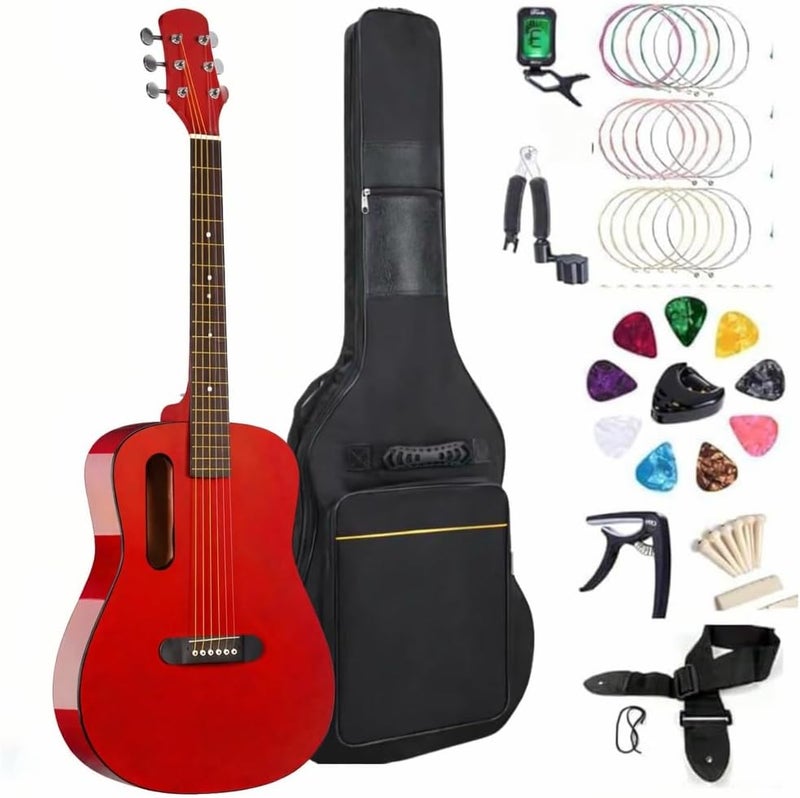 MegArya GS-X1 Signature Series Portable Lava Style Guitar with Beginner Kit - Glossy Red - Image 1