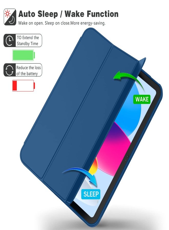 iMieet iPad (A16) Case 11th Gen/iPad 10th Generation Case [11-Inch 2025/10.9 Inch 2022] with Pencil Holder, Trifold Stand Smart Cover with Soft TPU Back,Auto Wake/Sleep(Navy Blue) - Image 4