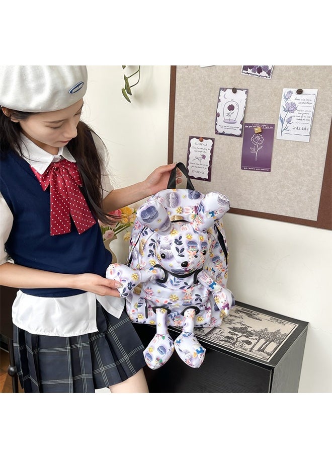 حقيبة ظهر كرتون أرنب بطباعة كرتون ثلاثية الأبعاد، حقيبة قماش لطيفة على شكل أرنب خفيفة الوزن بسعة كبيرة، حقيبة مدرسية كرتونية - Image 3