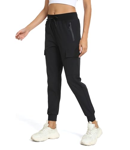 Haowind Womens Cargo Hiking Pants with Pocket - Lightweight Quick Dry Workout Joggers for Travel, Camping and Outdoor Wear(Black L) - Image 4