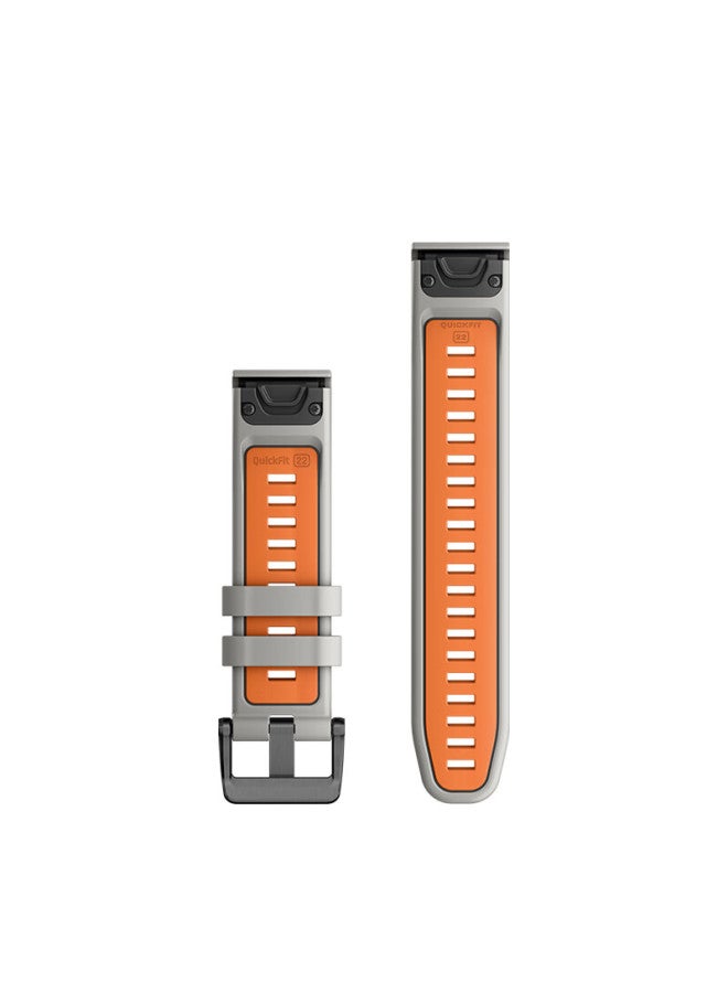 Garmin Gray/orange Dual-color Silicone Quick-release Watch Strap , Compatible With S70/f7pro/epix Pro - Image 2