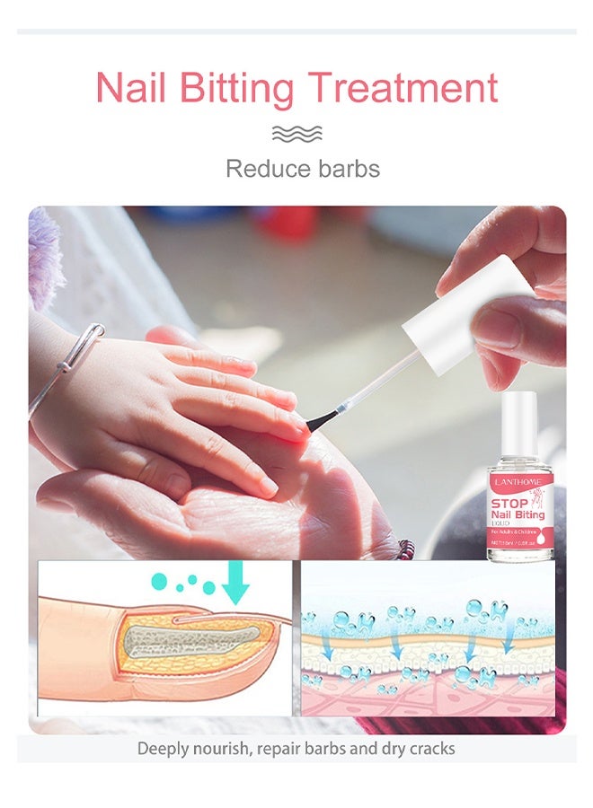 Lanthome Stop Nail Biting, Anti Nail Biting Polish, Clear Varnish To Discourage Nail Biting And Thumb Sucking For Kids And Adults, Plant Extracts, Stop Sucking and Biting Nails Day Night Care, Stop Sucking And Biting Nails Day Night Care, 15ML - Image 3