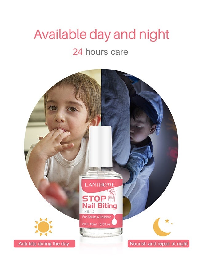 Lanthome Stop Nail Biting, Anti Nail Biting Polish, Clear Varnish To Discourage Nail Biting And Thumb Sucking For Kids And Adults, Plant Extracts, Stop Sucking and Biting Nails Day Night Care, Stop Sucking And Biting Nails Day Night Care, 15ML - Image 4
