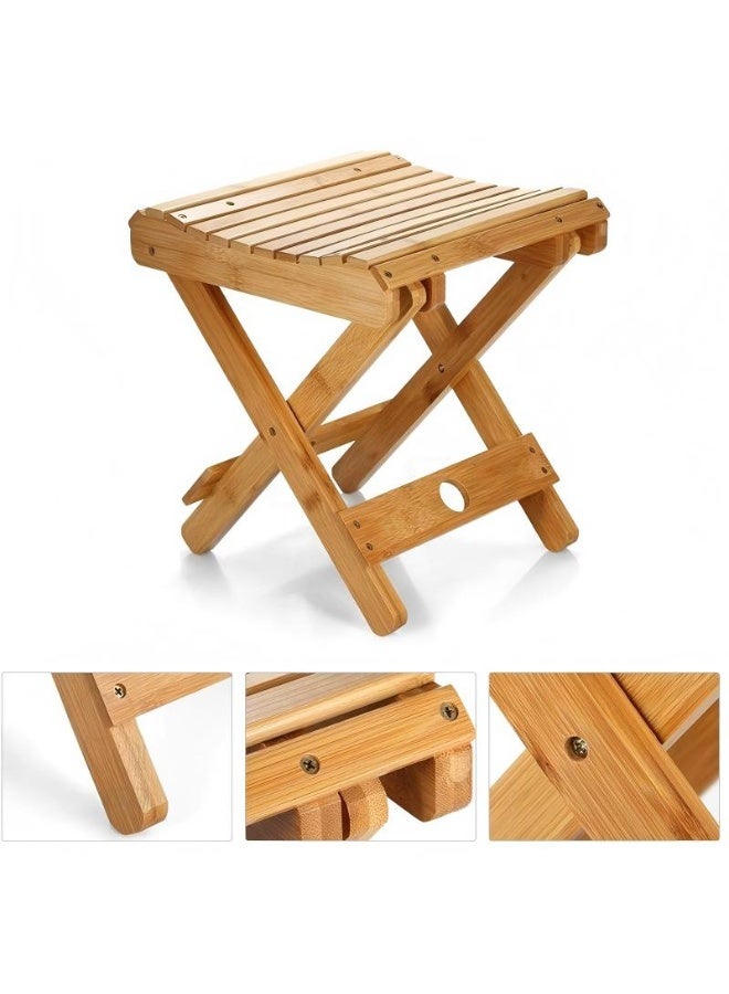 DUNISO Solid Wood Folding Stool for Shaving Shower Foot Rest, Portable Folding Shower Seat, Waterproof, Compact Design for Home & Outdoor Use, Ideal for Camping, Hiking, Fishing, Picnic, Beach, BBQ & Backpacking, Rounded Corners for Safety - Image 1