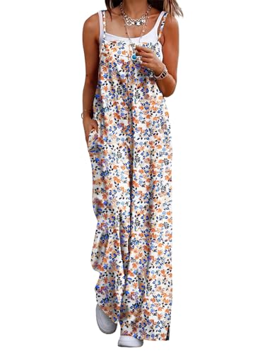 YESNO Women's Summer Casual Jumpsuits Wide Leg Overalls Floral Print Baggy Rompers with Pocket 2XL PZZCR 377 - Image 5