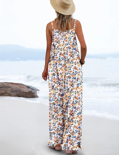 YESNO Women's Summer Casual Jumpsuits Wide Leg Overalls Floral Print Baggy Rompers with Pocket 2XL PZZCR 377 - Image 3