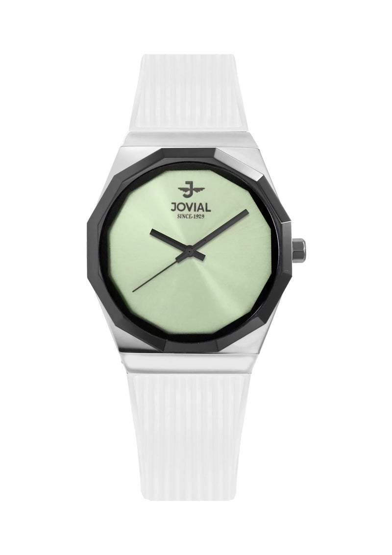 JOVIAL 5082 LSRQ92E Skin Friendly Rubber Women's Watch, Sleek, Timeless Design, Green Dial, Quartz Movement, 30MM - Image 1