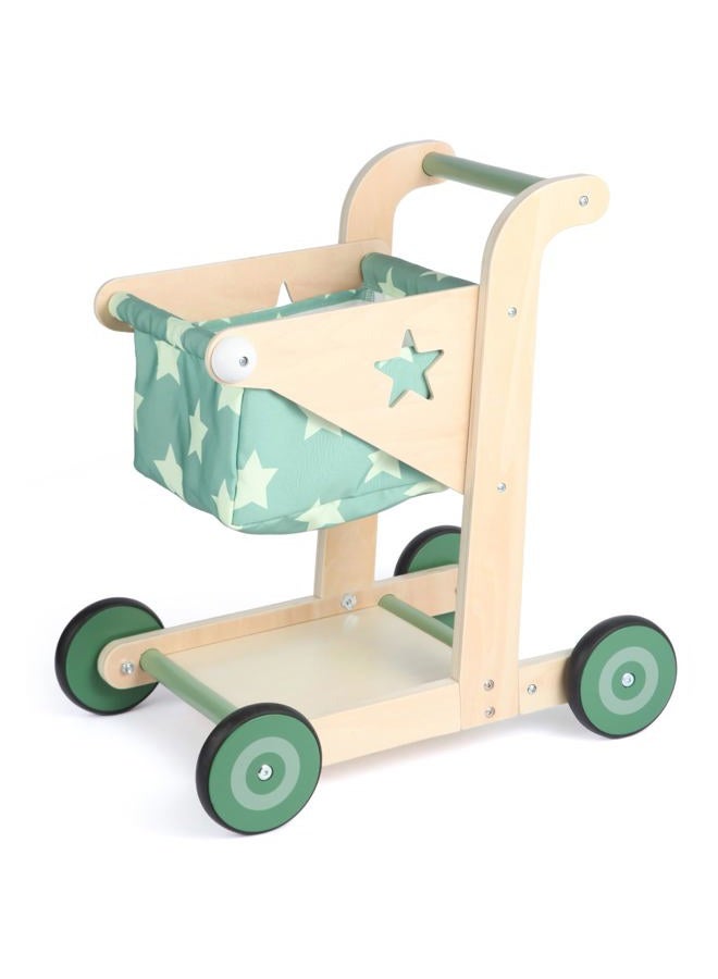 Asweets 2 in 1 Wooden Baby Walker Push and Pull Doll Stroller,Shopping Cart Learning Walker for Boys and Girls Sit Stand Learning Walker Toddler Toy - Image 1