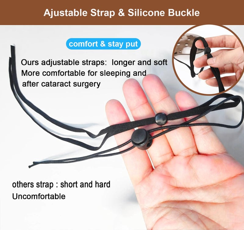 AMZVIO 2Pcs Eye Shield After Cataract Surgery-1 Breathable Plastic Eye Patch & 1 Dark Clear Cover-for Sleeping After Post Surgery,Block Out Some Sunlight,Less Sensitivity,with Adjustable Strap (Left Eye) - Image 5