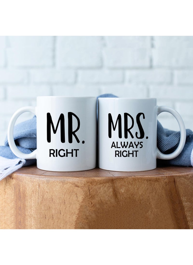 SARVADA DECOR SARVADA DECOR Mr Right and Mrs Always Right Coffee Mugs Set of 2 Funny Wedding Gifts for Couple Wife Husband Newly Wed Gifts for Bride and Groom Bridal Shower Engagement Gifts for Couples 11Oz  - Image 4