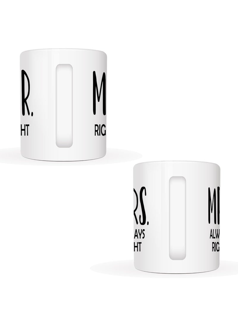 SARVADA DECOR SARVADA DECOR Mr Right and Mrs Always Right Coffee Mugs Set of 2 Funny Wedding Gifts for Couple Wife Husband Newly Wed Gifts for Bride and Groom Bridal Shower Engagement Gifts for Couples 11Oz  - Image 3