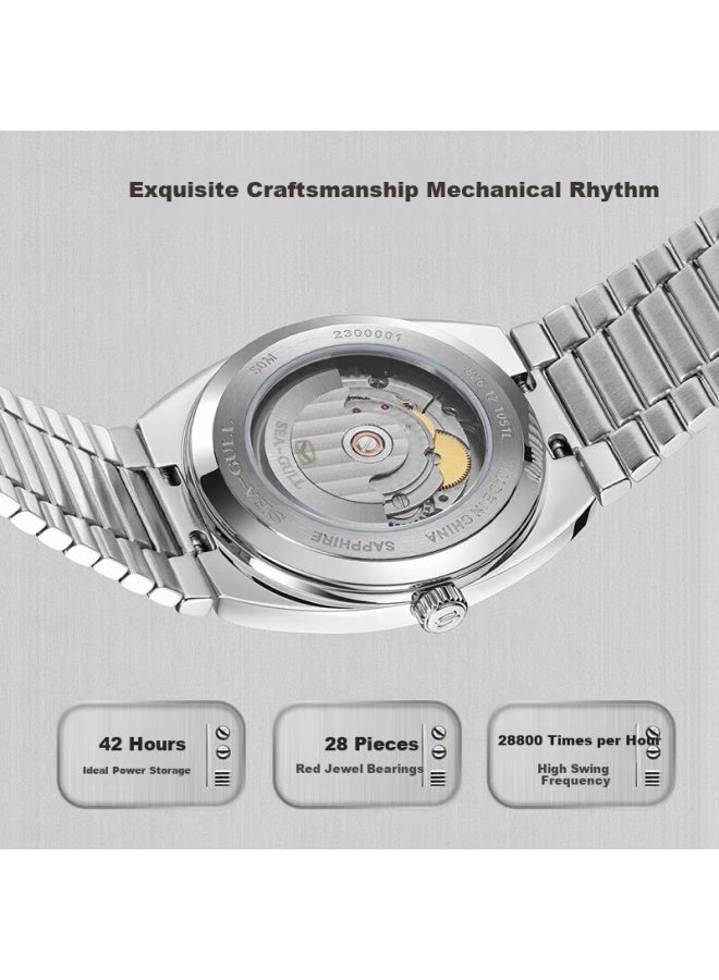 Seagull Vintage Tv Mechanical Watch Men Women Calendar Week Uni Birthday Gift Men Women Watch Ice Blue - Image 3